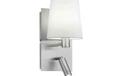 Marriot Vägglampa E27 + LED borstat stål/vit