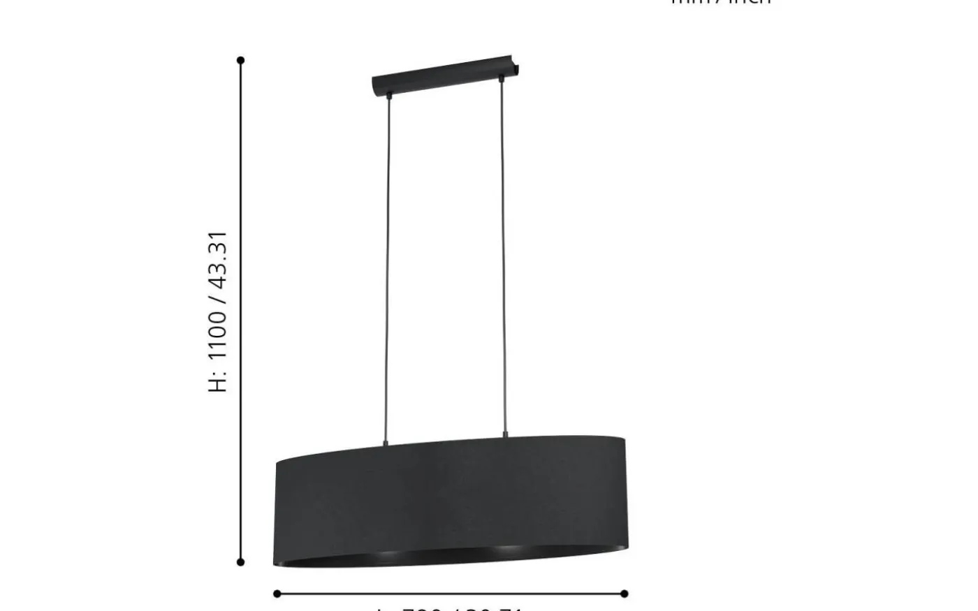 Maserlo 1 Taklampa 78cm Svart