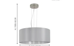 Maserlo Taklampa 53cm Grå/Silver