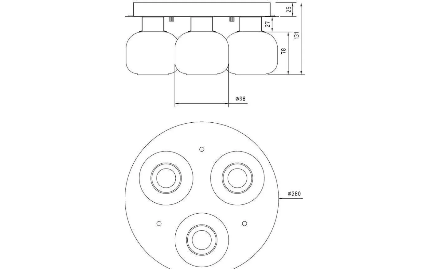 Messina Plafond 28cm Krom/Vit IP44