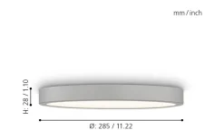 Molay Round Plafond 29cm LED 3000K 20,5W Grå