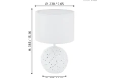 Montalbano Bordslampa, lysande fot 23cm Vit