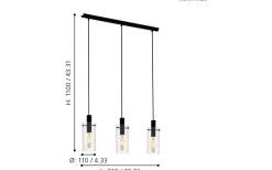 Montefino Taklampa 73cm Svart