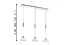 Montefio Taklampa 89cm LED 3000K 3x6,5W Nickel