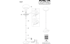 New August Golvlampa 140cm Matt Mässing/Vit