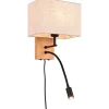 Nilam Vägglampa med läslampa 25cm LED + E27 naturträ