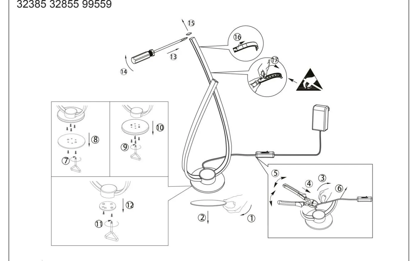 Palozza 1 Bordslampa 42cm LED 3000K 9,8W Nickel