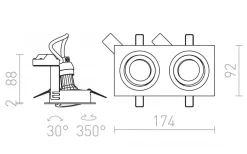 Pasadena Infälld Spotlight 2xGU10 Borstad Aluminium