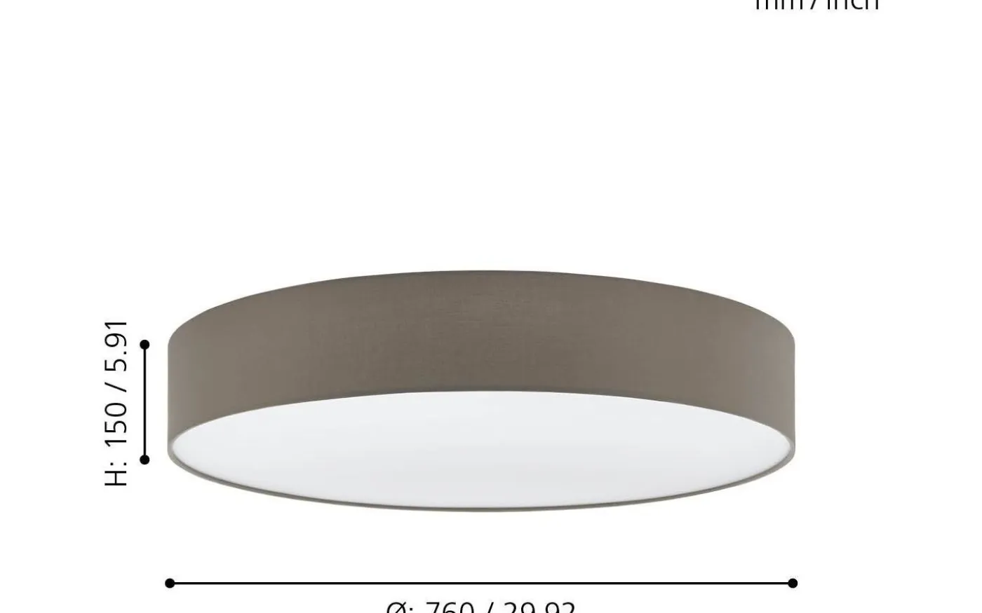 Pasteri Plafond 76cm Taupe