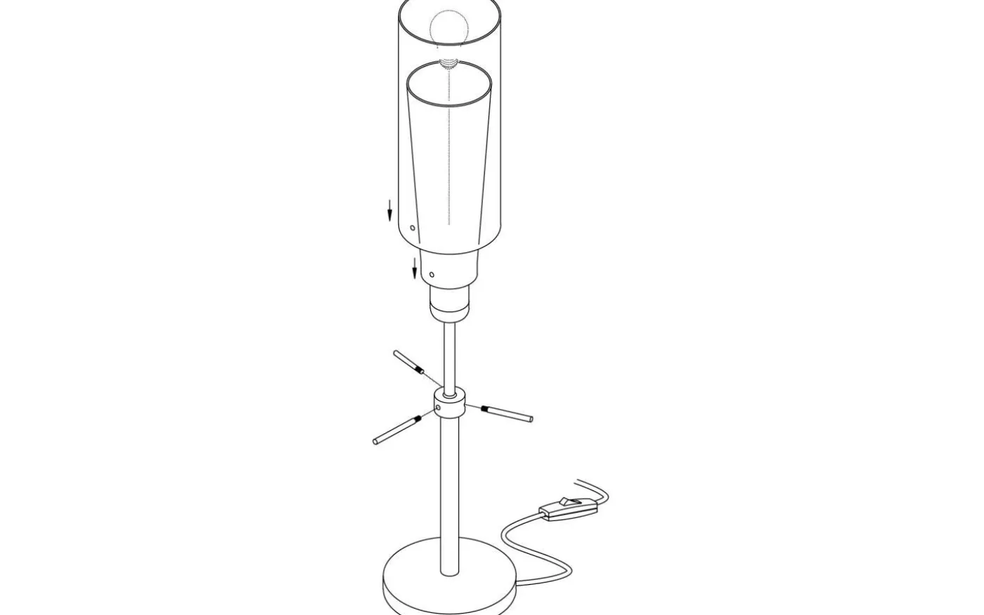 Pinto Bordslampa 50cm Opal/Krom
