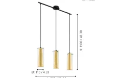 Pinto Taklampa 73cm Bladguld