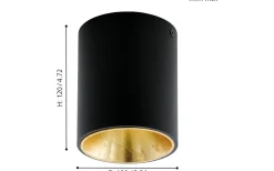 Polasso Takspotlight Ø10cm LED 3000K 3,3W Svart/Guld