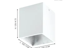 Polasso Takspotlight 10x10cm LED 3000K 3,3W Vit/Silver