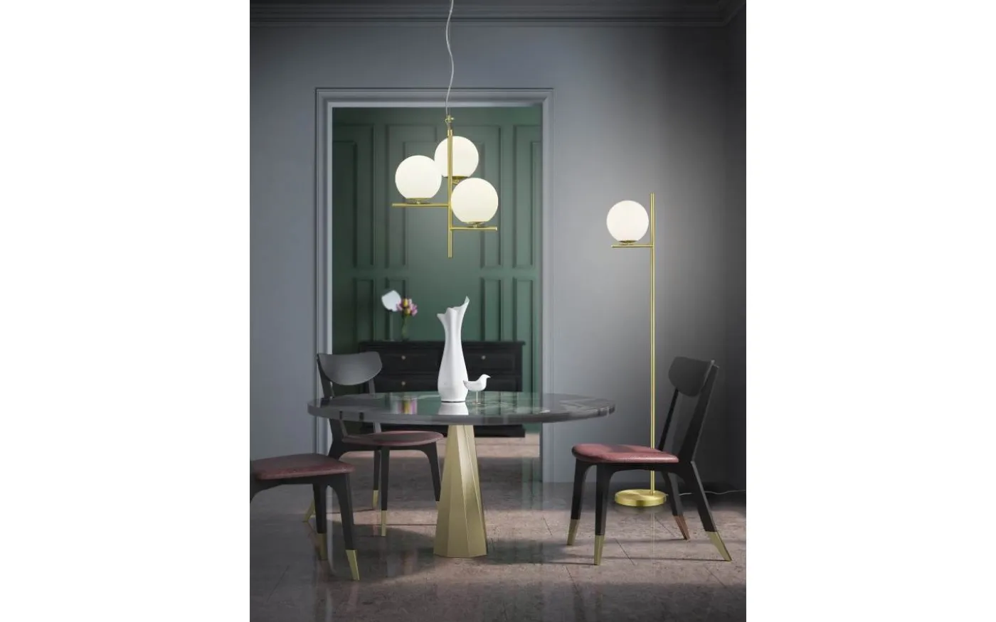 Pure Golvlampa E14 matt mässing