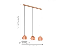Rocamar Taklampa 78cm Koppar