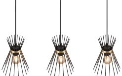 Rod Taklampa 3-delat E27 svart/guld