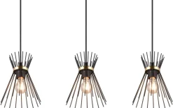 Rod Taklampa 3-delat E27 svart/guld