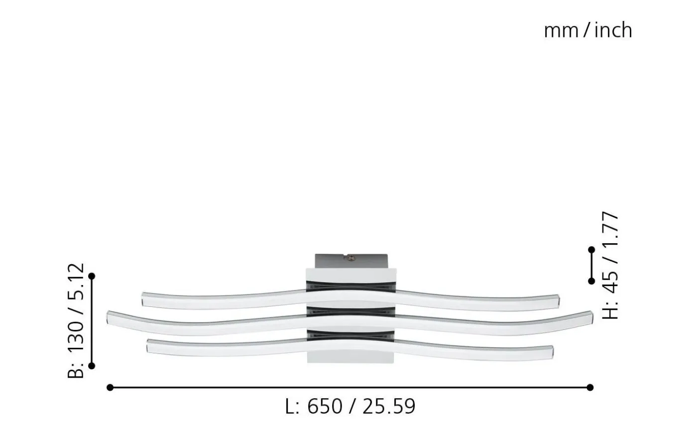 Roncade Plafond 65cm LED 3000K 26W Krom