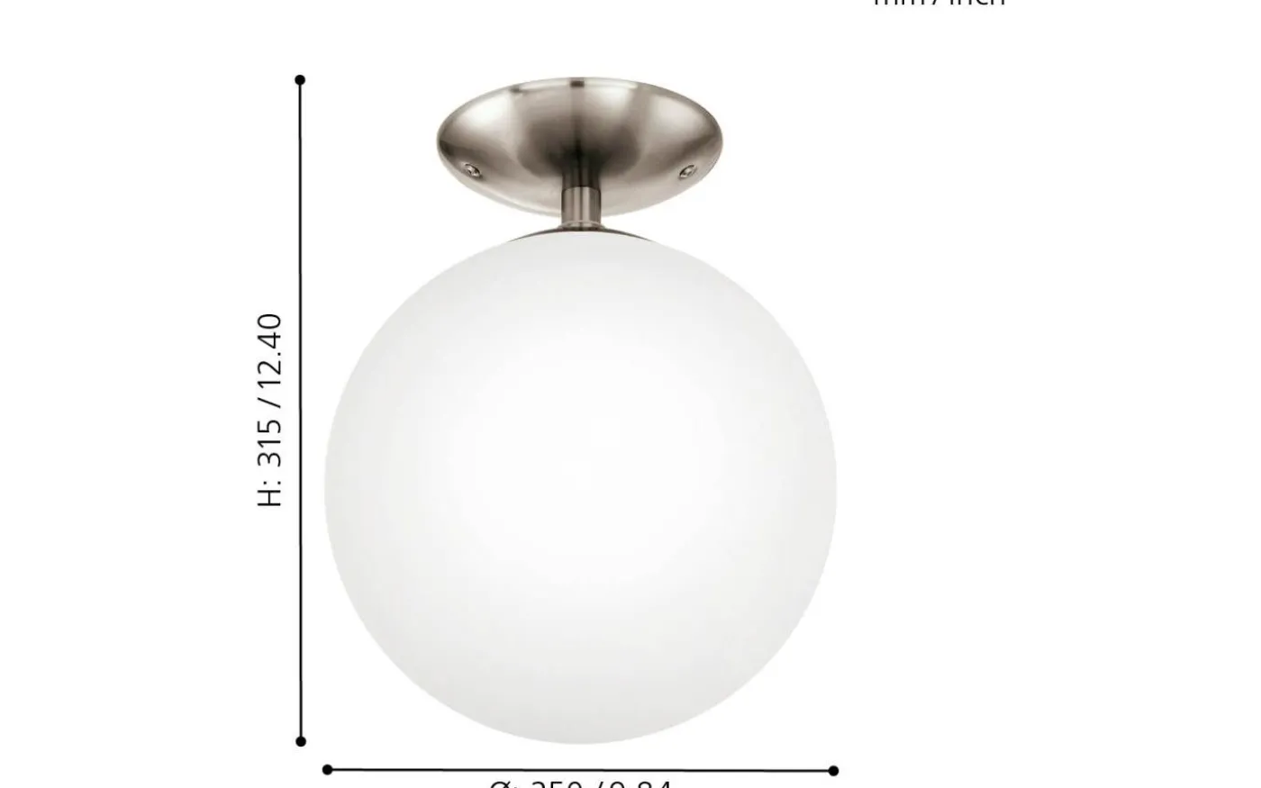 Rondo Plafond 25cm Nickel/Vit