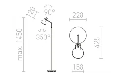 Rosita Golvlampa 145cm Svart/Guld E27