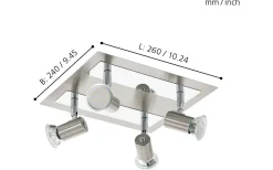 Rottelo Takspotlight 26cm GU10 LED 4x4,6W Nickel