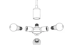 Rueda Pendeladapter E27 1 till 3 Svart