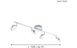 Salto Takspotlight 76cm LED 3000K 4x5,4W Krom