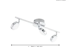 Salto Takspotlight 56cm LED 3000K 3x5,4W Krom