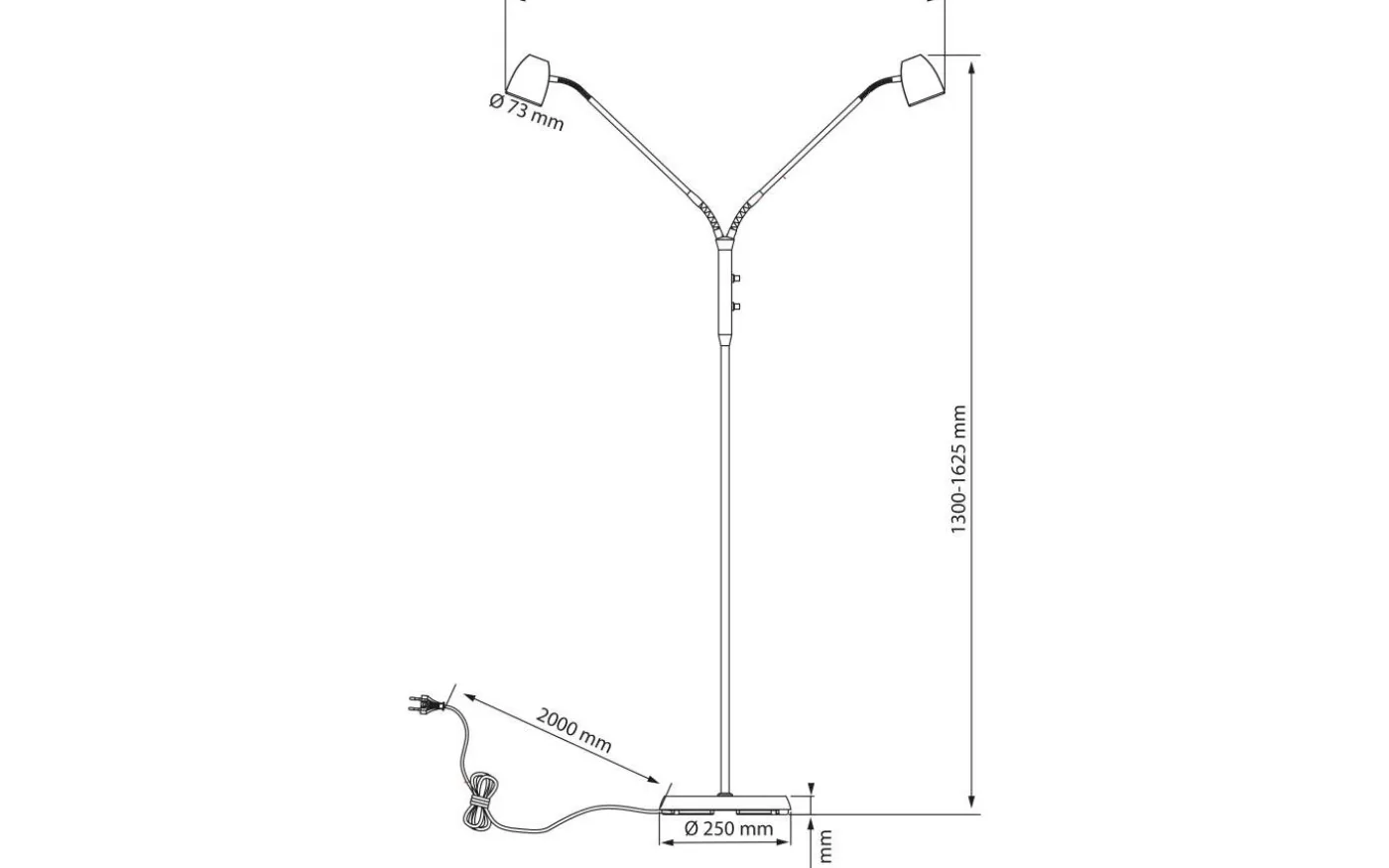 Sandnes Golvlampa Dubbel 140cm Svart/Krom
