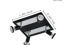 Sarria Takspotlight 26cm GU10 LED 3000K 4x4,5W Svart