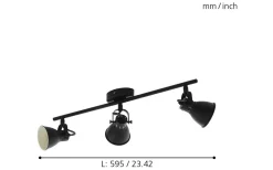 Seras Takspotlight 60cm GU10 LED 3000K 3x3W Svart