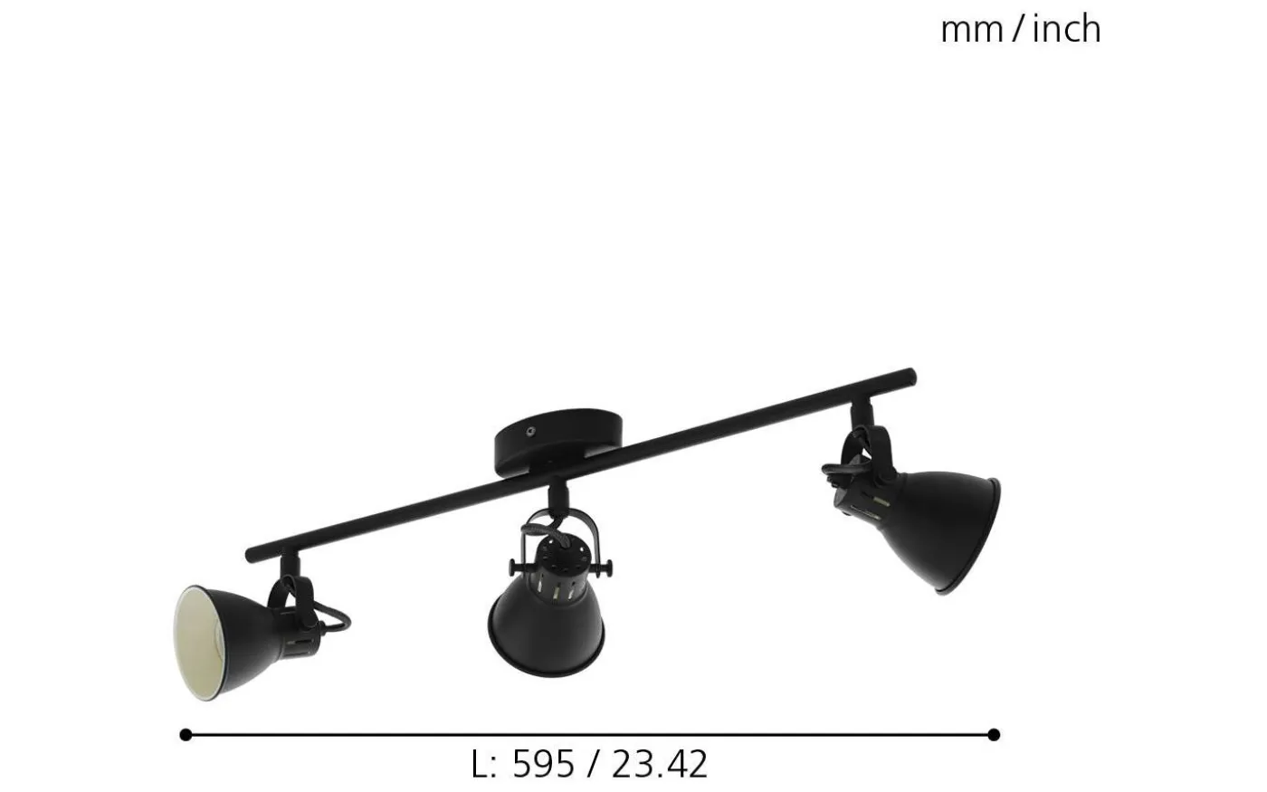 Seras Takspotlight 60cm GU10 LED 3000K 3x3W Svart