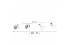 Seras Takspotlight 77cm GU10 LED 3000K 4x3W Vit