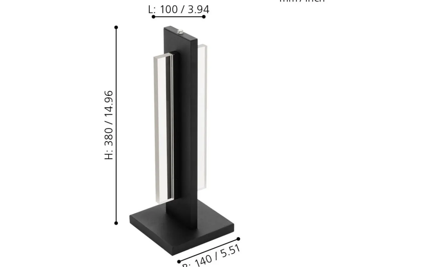 Spadafora Bordslampa 38cm LED 3000K 12W Svart