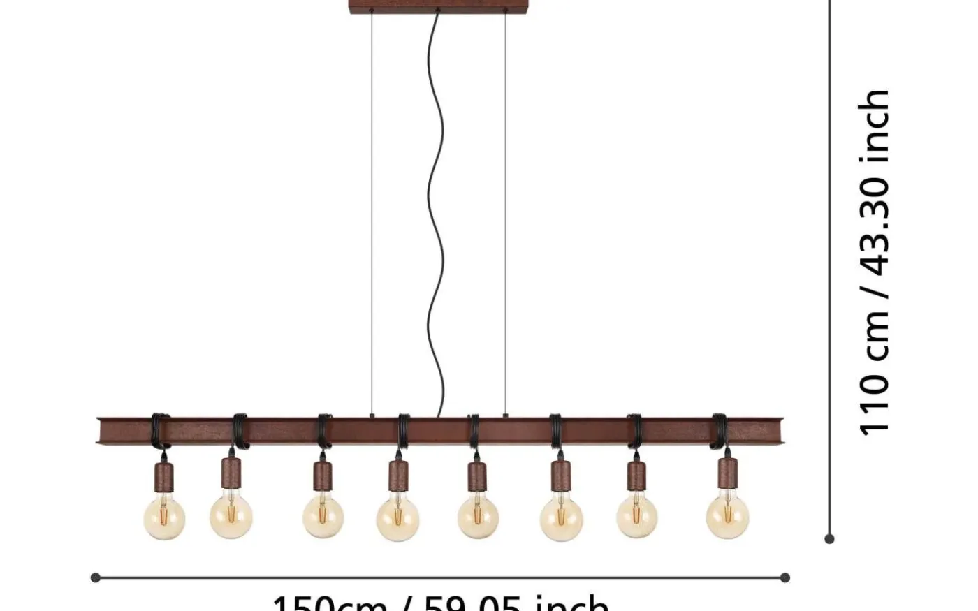Townshend 4 Taklampa 150cm 8L Antikbrun