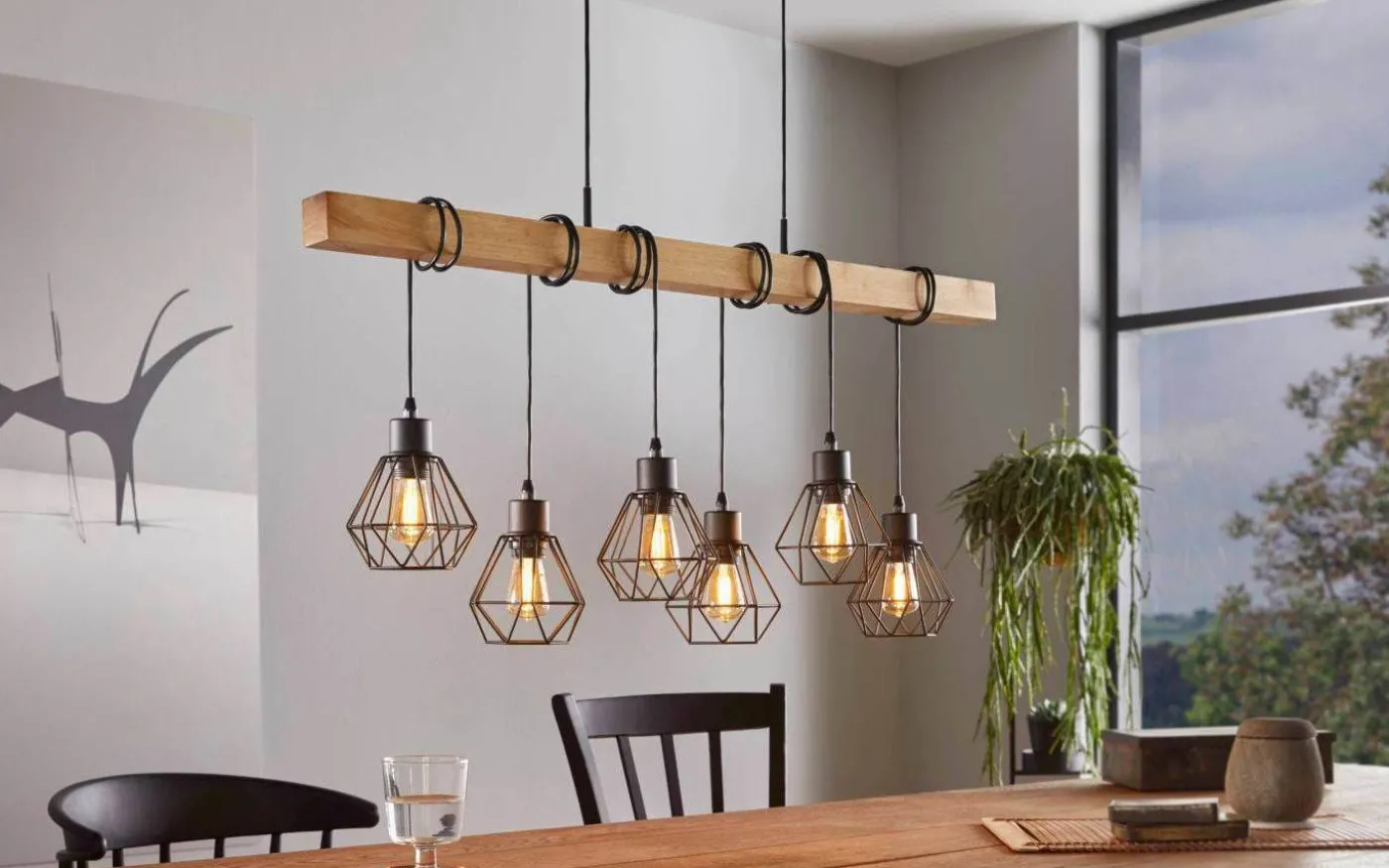 Townshend Taklampa 100cm 6L Trä/Svart