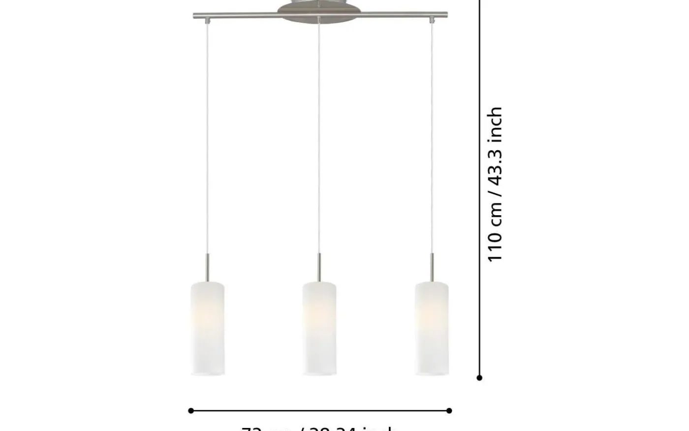Troy 3 Taklampa 72cm Nickel/Vit