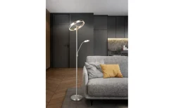 Willis Golvlampa LED med läslampa i borstat stål