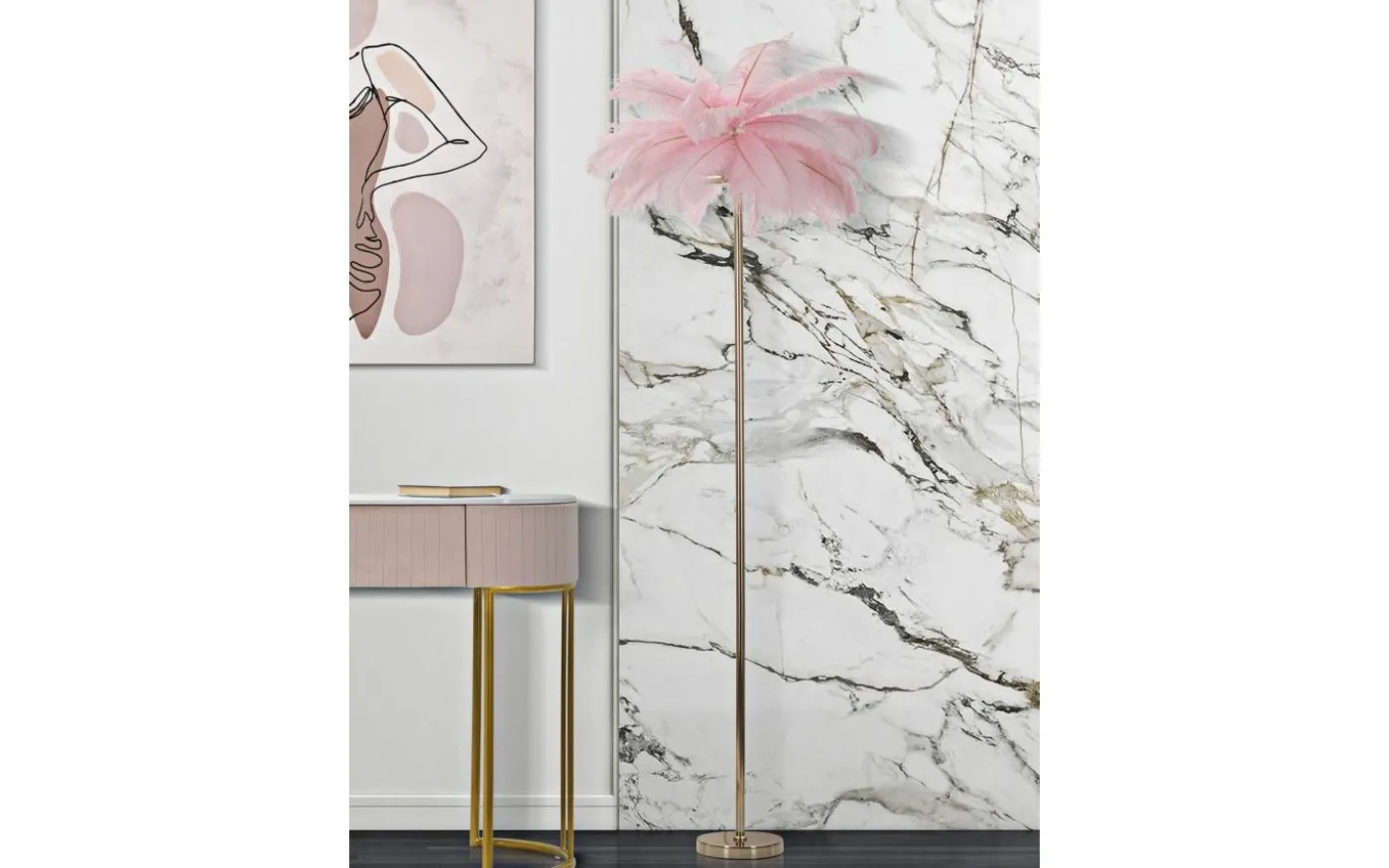Yoga Golvlampa Palm 160cm Rosa/Guld